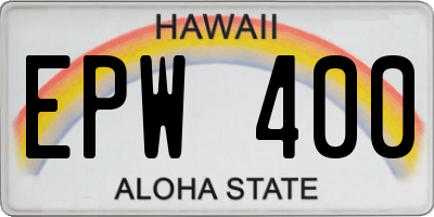 HI license plate EPW400