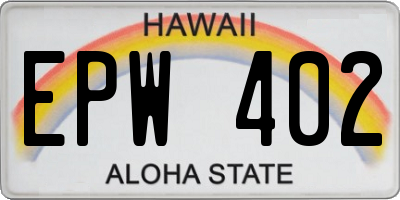 HI license plate EPW402