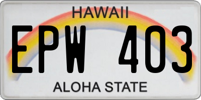 HI license plate EPW403