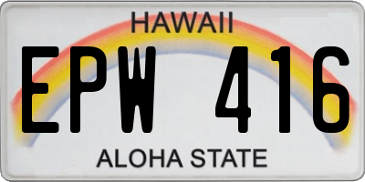 HI license plate EPW416