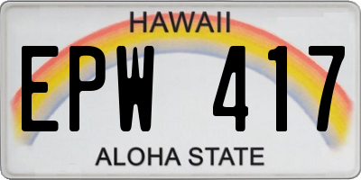 HI license plate EPW417