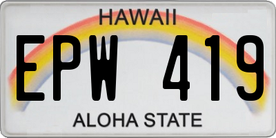 HI license plate EPW419