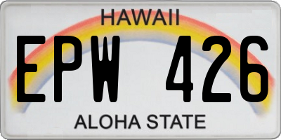HI license plate EPW426
