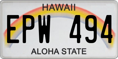 HI license plate EPW494