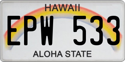 HI license plate EPW533