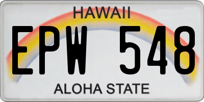 HI license plate EPW548