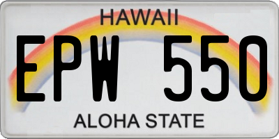 HI license plate EPW550