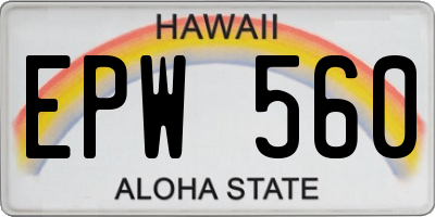 HI license plate EPW560