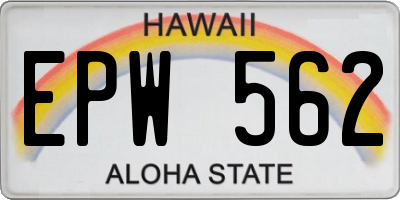 HI license plate EPW562