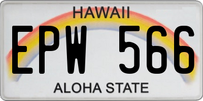 HI license plate EPW566