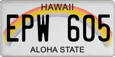 HI license plate EPW605