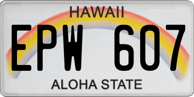 HI license plate EPW607