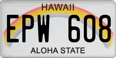 HI license plate EPW608
