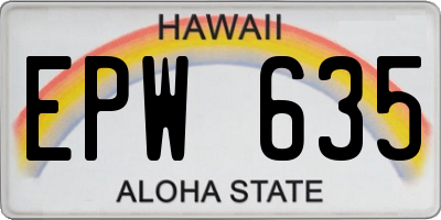 HI license plate EPW635
