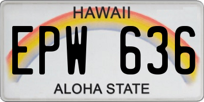 HI license plate EPW636