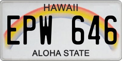 HI license plate EPW646