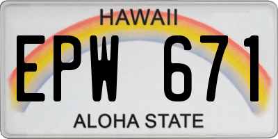 HI license plate EPW671