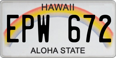 HI license plate EPW672