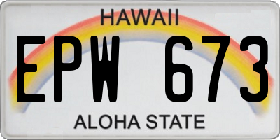 HI license plate EPW673