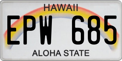 HI license plate EPW685