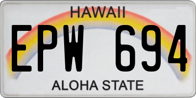 HI license plate EPW694