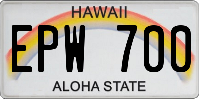 HI license plate EPW700
