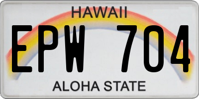 HI license plate EPW704