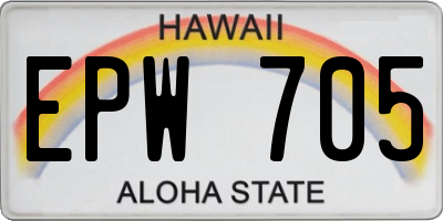 HI license plate EPW705