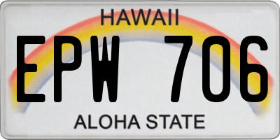 HI license plate EPW706