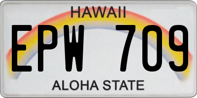 HI license plate EPW709
