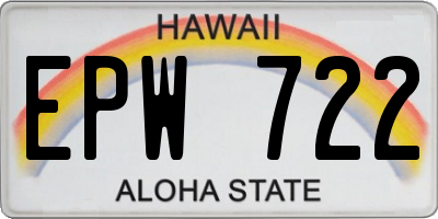 HI license plate EPW722