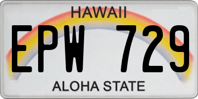 HI license plate EPW729