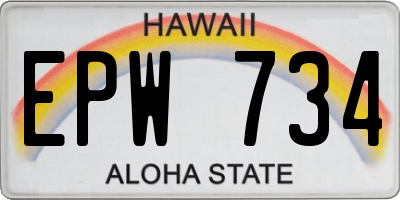 HI license plate EPW734