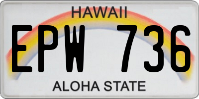 HI license plate EPW736