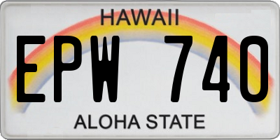 HI license plate EPW740