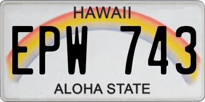 HI license plate EPW743