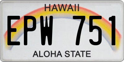 HI license plate EPW751
