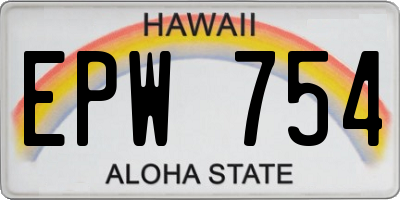 HI license plate EPW754