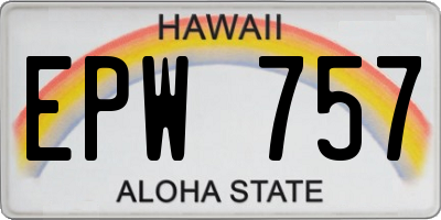 HI license plate EPW757