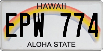 HI license plate EPW774