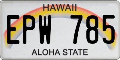 HI license plate EPW785