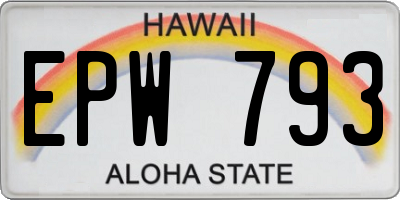 HI license plate EPW793