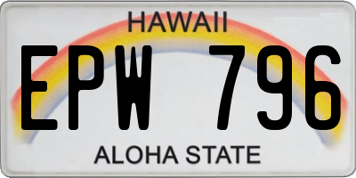 HI license plate EPW796