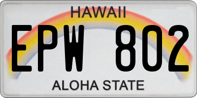 HI license plate EPW802