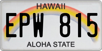 HI license plate EPW815