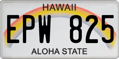 HI license plate EPW825