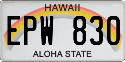 HI license plate EPW830