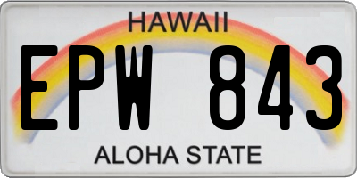 HI license plate EPW843