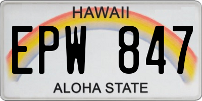 HI license plate EPW847