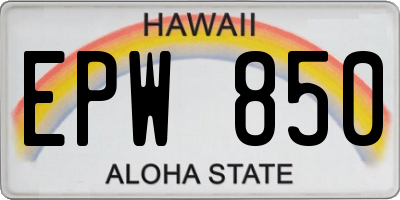 HI license plate EPW850